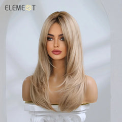 Long Straight Wavy Wig with Bangs
