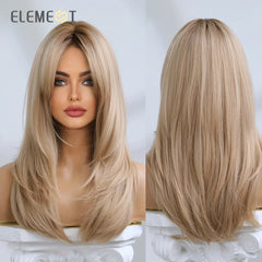 Long Straight Wavy Wig with Bangs