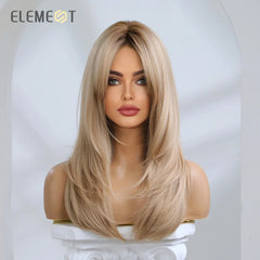 Long Straight Wavy Wig with Bangs
