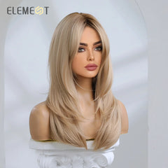 Long Straight Wavy Wig with Bangs