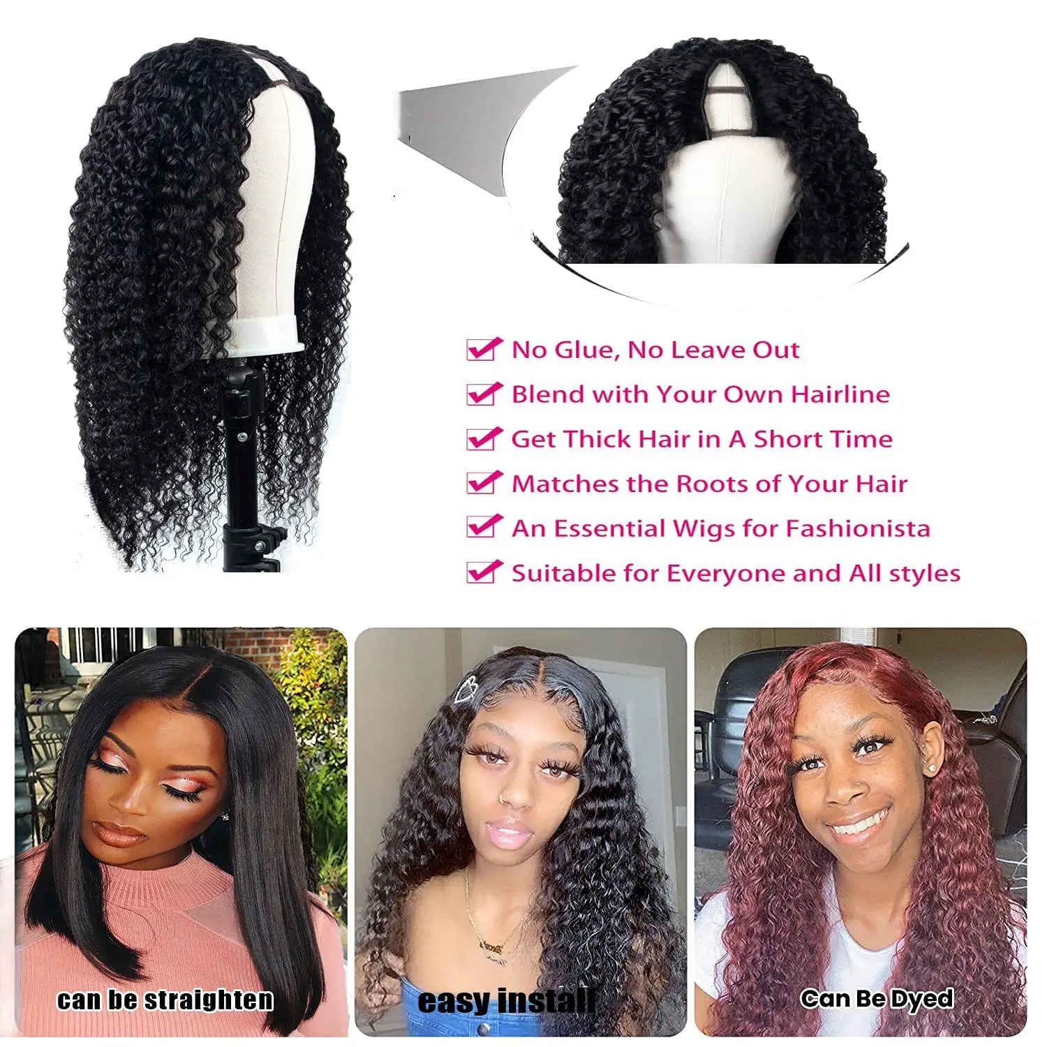 Kinky Curly U Part Wig