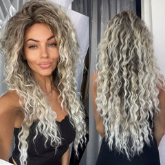 Fluffy Ash Blonde Curly Wig