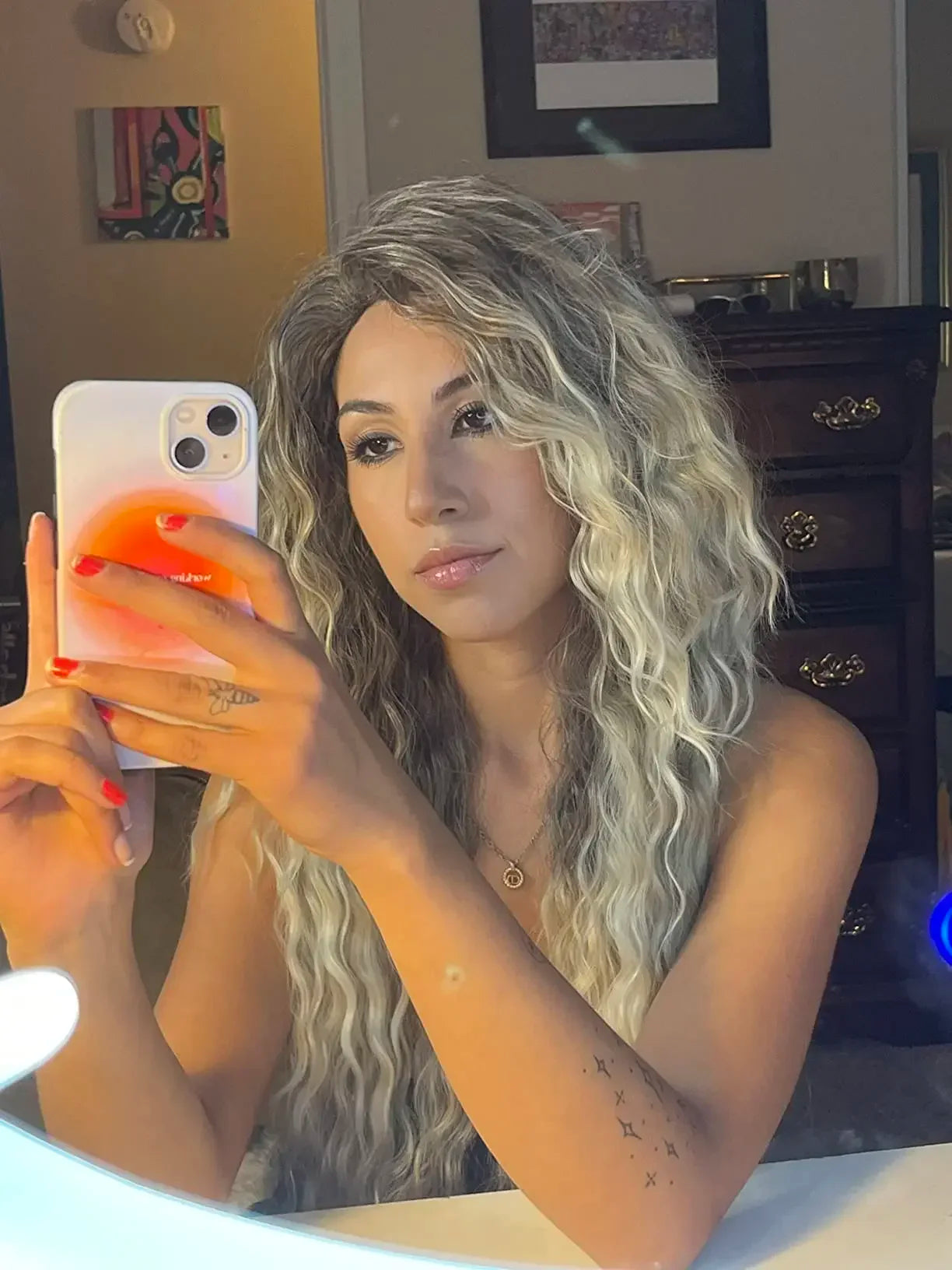 Fluffy Ash Blonde Curly Wig