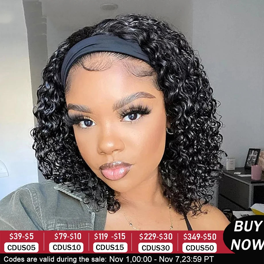 Kinky Curly Headband Wig